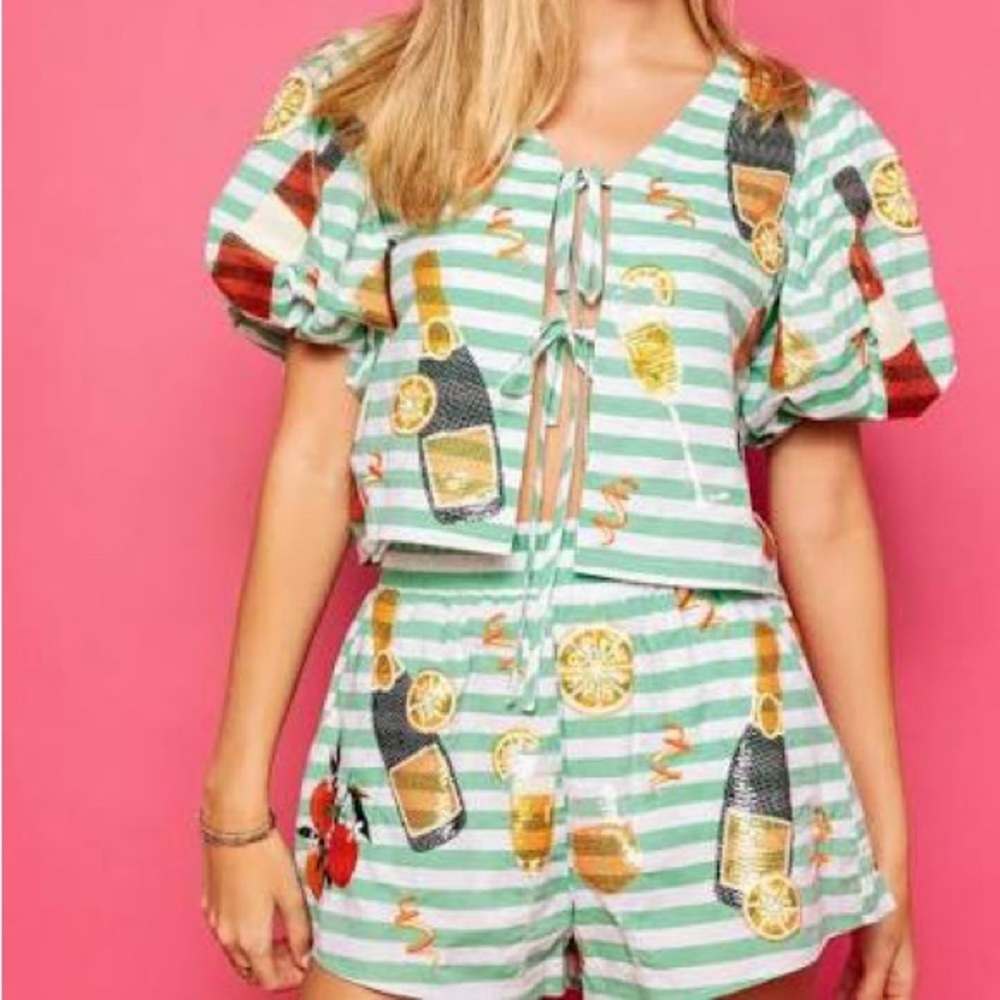 Queen of sparkles green and white stripe mimosa icon set size XS